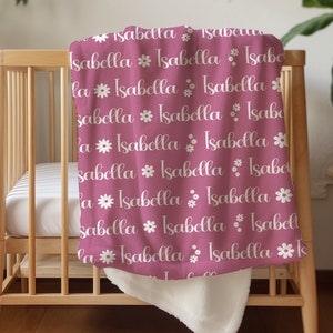 Name Blanket For Girls | Personalized Minky Blanket With Daisies | Toddler Blanket Personalized | Newborn Baby Name Blanket | Kids Pillow