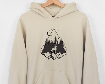 Outdoor Nature Hoodie | Buck Hooded Sweatshirt | Deer Hunting Clothing | Winter Sweater | Men's Sweatshirt | Outdoorsy | Nature Lover Gift