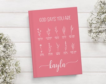 Personalized Prayer Journal For Women | Positive Affirmations Journal | Christian Gift Journal | God Says You Are Diary | Gift for Girls