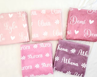 Girls Personalized Blanket Name Blanket With Hearts Toddler