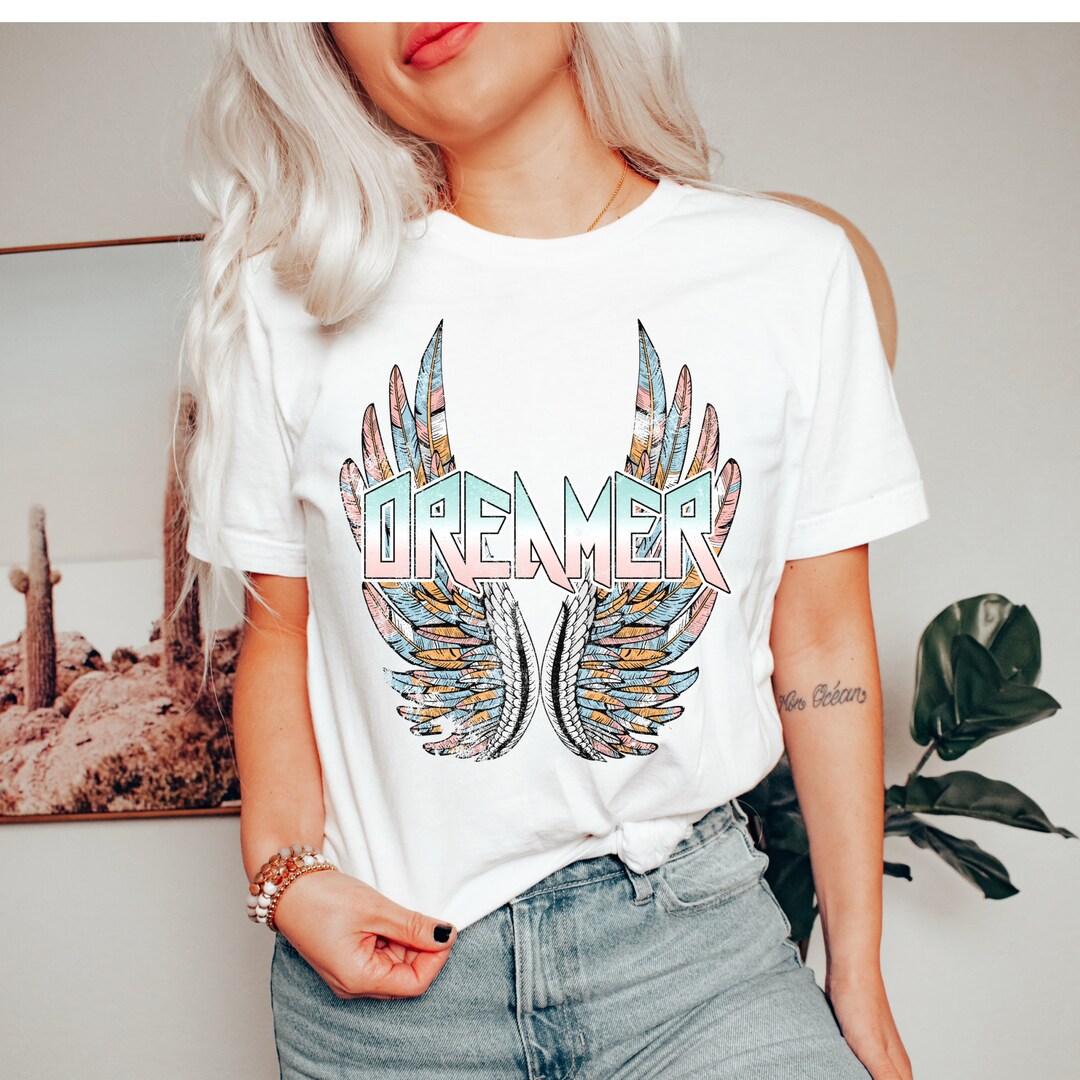 Retro Style Dreamer Tshirt Vintage Angel Wings T-shirt Groovy Retro ...