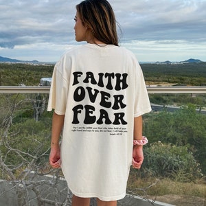 Faith Over Fear Christian T-shirt: Groovy Bible Verse Tee