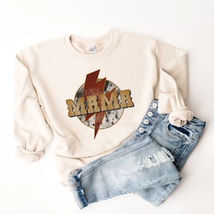 Western Mama Sweatshirt | Cowgirl Mama Rundhals-Sweatshirt | Kuh-Druck-Mama-Pullover | Mama Sweatshirt | Umstandspullover