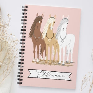 Diario personalizado de interpolación de caballos / Diario de adolescentes / Diario de niñas con nombre / Diario de caballos / Diario personalizado de niñas / Regalo para niñas