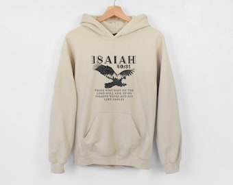 Christian Hoodie | Inspirational Hooded Sweatshirt | Mountains Sweater | Eagle Pullover |  Religious Sweatshirt | Men Christian Apparel Gift