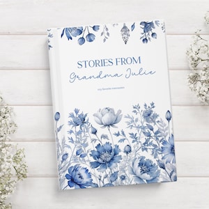 Personalized Grandma's Memory Journal: Blue Floral Keepsake Book