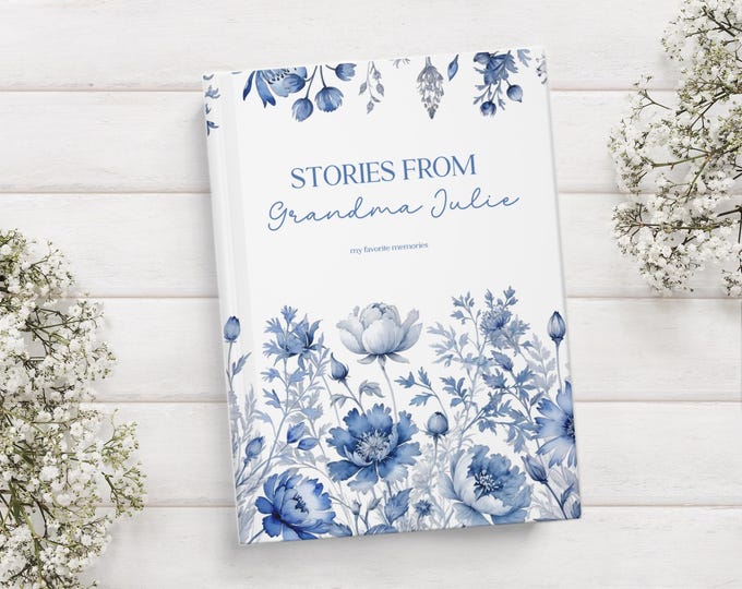 Personalized Grandma's Memory Journal: Blue Floral Keepsake Book