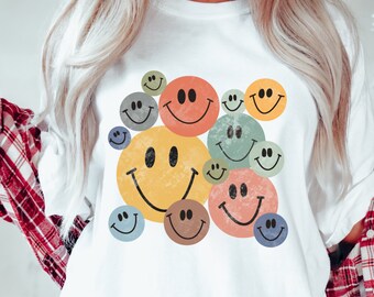 Retro Smiles Sweatshirt | Group Smile Characters Trendy