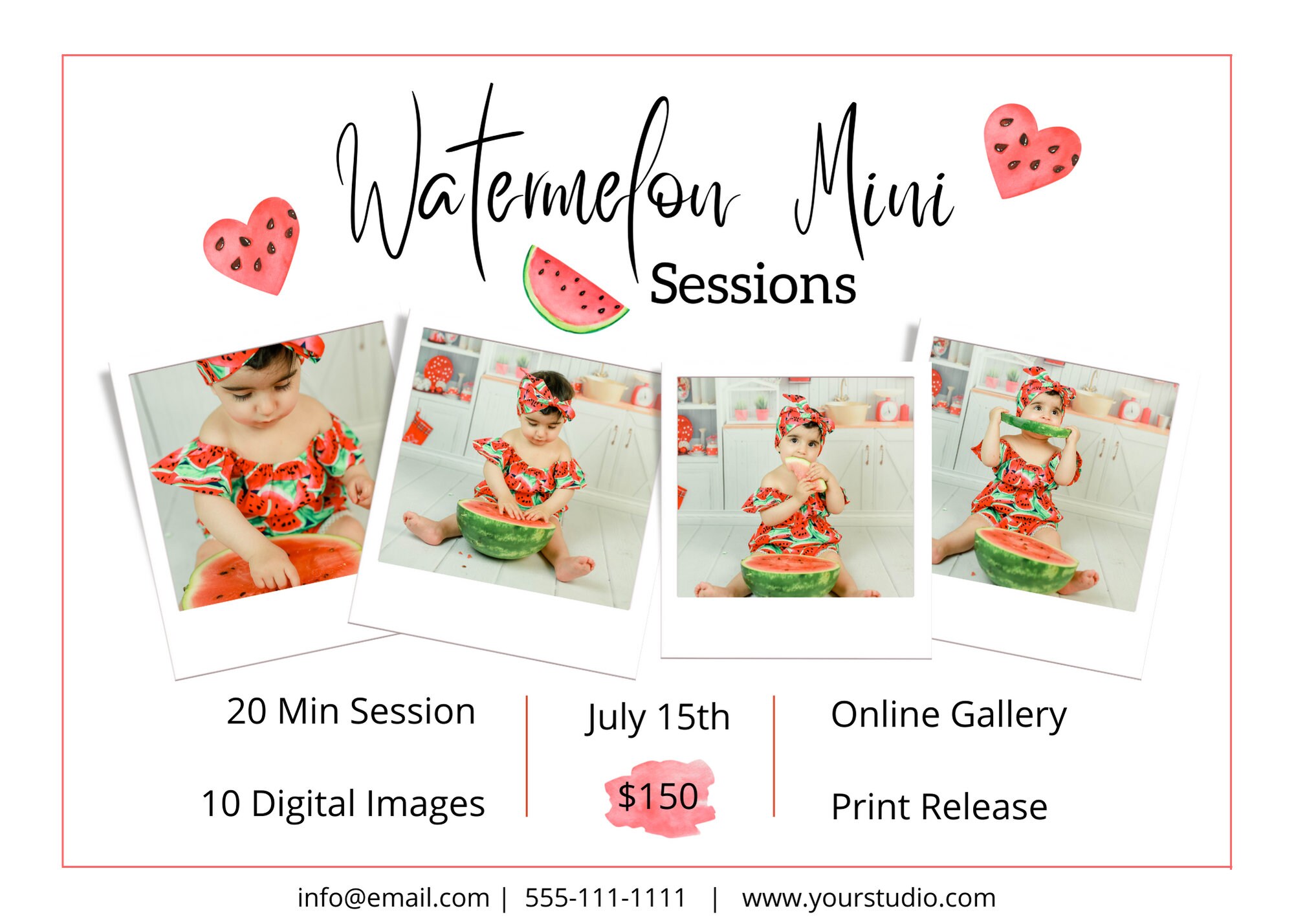 Watermelon Mini Session Template | Edit in CANVA, Summer Mini Session ...