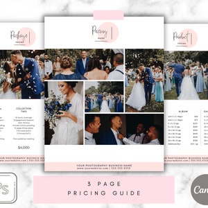 Photography Pricing Template | Wedding Photography Price List, Photo Price List, Photography Pricing Guide, Edit in Photoshop and CANVA