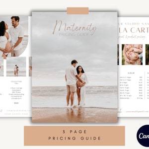 Photography Price List Template for Canva | Maternity Pricing Guide, Photographer Price List, Printable Price Guide, Pregnancy Photography
