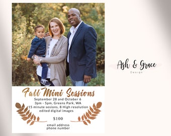 Fall Mini Session Marketing Template, Mini Session Templates, Autumn Session Photoshop, Instant Download