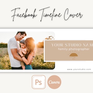 Facebook Timeline Cover Template for Photographers | Edit in CANVA or Photoshop, Facebook Cover Photo, Facebook Header, Facebook Banner