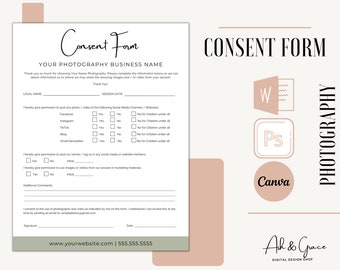 Photography Consent Form, CANVA Photography Consent Form, PSD Template, Photography Permission Form MS Word, Social Media Usage Form
