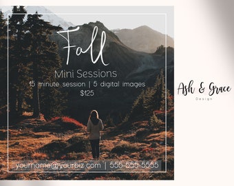 Fall Mini Session Marketing Template, Mini Session Templates, Autumn Session Photoshop, Instant Download
