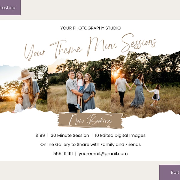 Family Mini Session Template, Photography Template, Your Theme Mini Sessions Template, Instagram marketing, Photographer Marketing Board