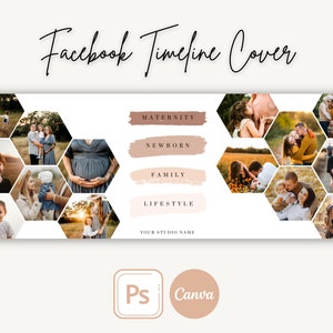 Facebook Timeline Cover Template for Photographers | Edit in CANVA or Photoshop, Facebook Cover Photo, Facebook Header, Facebook Banner