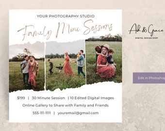 Family Mini Session Template, Photography Template, Family Mini Sessions Template, Instagram marketing, Photographer Marketing Board