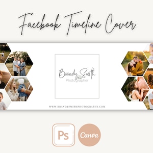 Facebook Timeline Cover Template for Photographers | Edit in CANVA or Photoshop, Facebook Cover Photo, Facebook Header, Facebook Banner