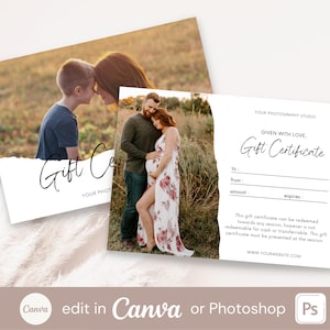 Photographer Gift Certificate Template, Editable Gift Card, Edit in Canva or Photoshop, Photography Gift Voucher, Photo session Gift Voucher