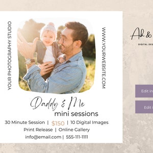 Daddy and Me Mini Session Template | Fathers Day Mini Session, Daddy and Me Mini&#39;s Template for Photographers,  Edit in CANVA & Photoshop