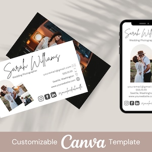 Visitenkartenvorlage für Fotografen, Digitale Visitenkarte und Visitenkarten Bundle, Visitenkartenvorlage zum Ausdrucken, in Canva bearbeiten