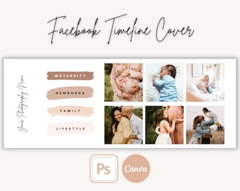 Plantilla de portada de línea de tiempo de Facebook para fotógrafos / Editar en CANVA o Photoshop, foto de portada de Facebook, encabezado de Facebook, banner de Facebook