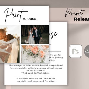 Print Release Template for Photographers, Print Release, Edit in Photoshop or CANVA, Photography Marketing Template, 5x5 Photography Release