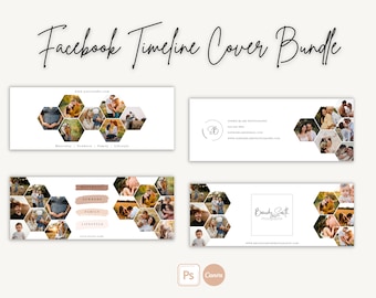Plantillas de portada de línea de tiempo de Facebook para fotógrafos / 4 plantillas de portada de línea de tiempo de Facebook, editar en CANVA o Photoshop, foto de portada de Facebook
