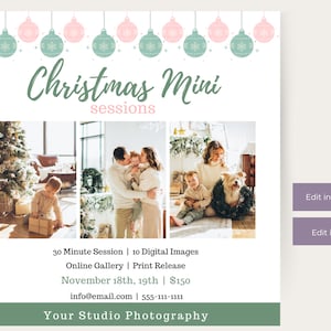 Christmas Mini Session Template, Edit in Canva or Photoshop, Holiday Mini Session Flyer, Photography Mini Session, Holiday Marketing Minis