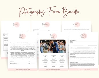 Photography Contract Bundle | Print release, Consent Form, Photo Release Form, Booking Form, Photography Invoice, Pricing Guide