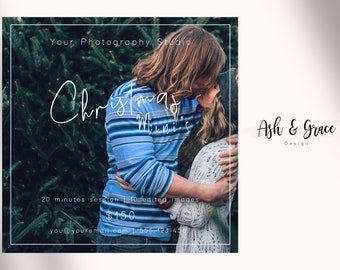 Plantilla de mini sesión navideña, plantilla de marketing navideño, plantilla de Photoshop de mini sesión navideña, descarga instantánea