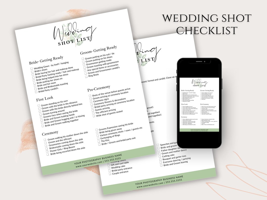 Wedding Photography Shot List, Editable in CANVA, Wedding Photography Wedding Photography Shot List, Editable in CANVA, Wedding Photography