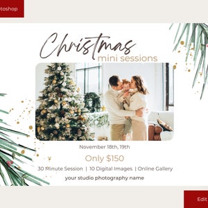 Christmas Mini Session Template, Edit in Canva or Photoshop, Christmas Mini Session Flyer, Photography Mini Session, Holiday Marketing Minis