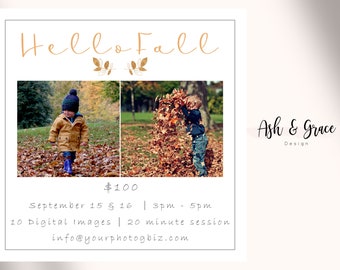 Fall Mini Session Marketing Template, Mini Session Templates, Autumn Session Photoshop, Instant Download