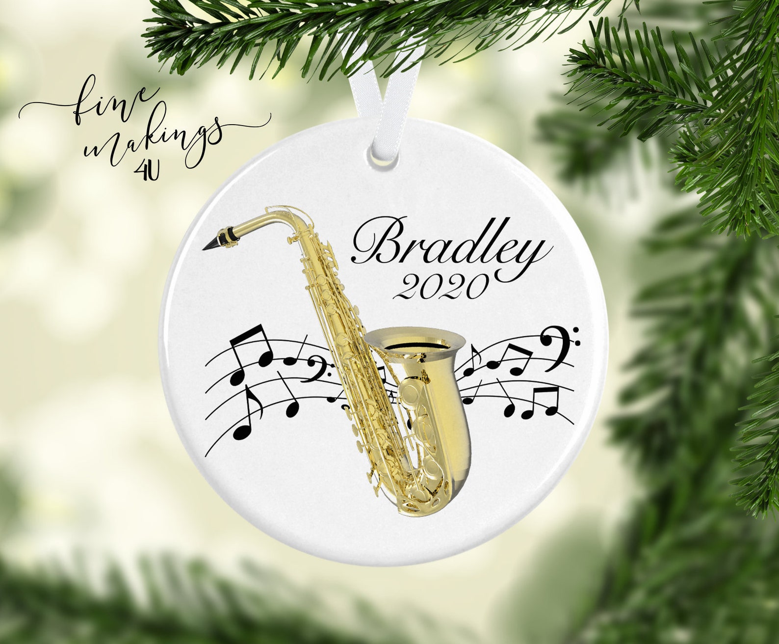 Personalized Saxophone Ornament/music Gifts/music Themed Decor Etsy