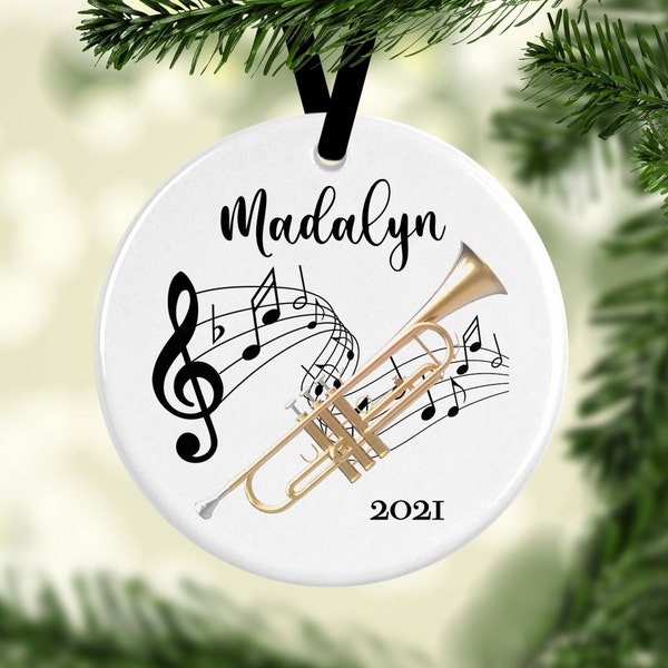 Trumpet Ornament/Trumpet Player Gift/Christmas Ornaments/Personalized Gifts for Musicians/Trumpeter Gift/Instrument Ornament/Music Gift