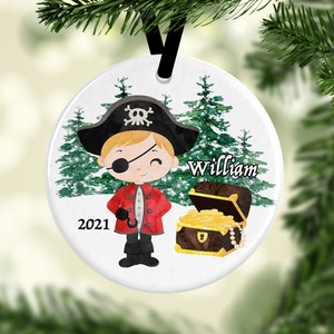 Boy Pirate Ornament/Pirate Christmas Gift/Stocking Stuffer Idea/Pirate Decor/Christmas Ornaments/Customized Boy Ornament/Personalized Gift