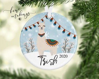 Christmas Llama Ornament, Alpaca Ornament, Christmas Tree Christmas Decoration, Ceramic Ornament, Personalized Gift, Llama Decor, Ornaments