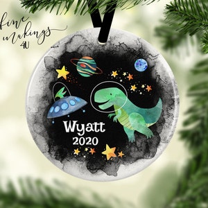 Space Dinosaur Christmas Ornament/Dinosaur Gift Boy/Dinosaur Gifts for Girls/Outer Space Dinosaur Ornament/Space Dino/Funny Dinosaur Gift