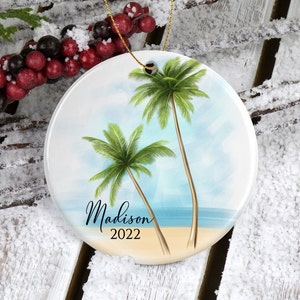 Palm Tree Ornament/Personalized Gifts/Christmas Ornaments/Palm Tee Decor/Name Ornament/Palm Tree Christmas/Beach Ornament/Christmas Gifts
