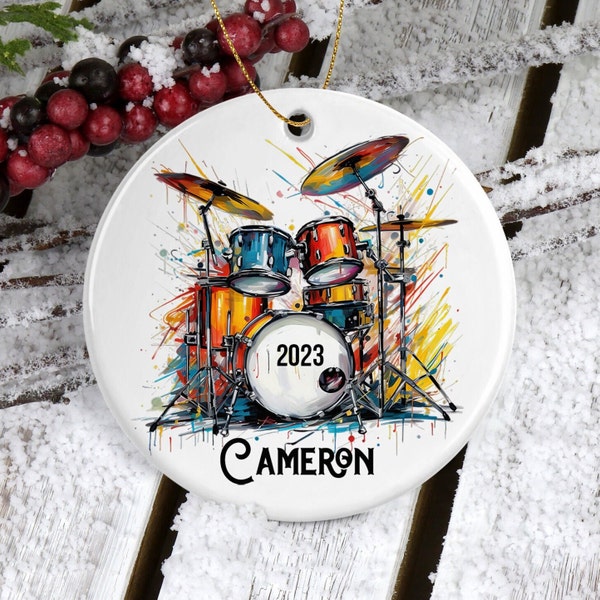 Drum Ornament/Music Gift/Christmas Ornaments/Personalized Gifts/Drummer Gifts/Musician Gift for Him/Gift for Her/Christmas Tree Ornament