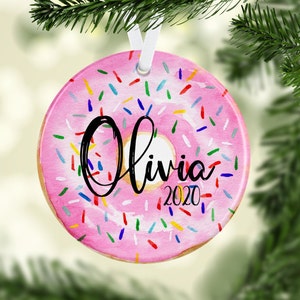 Donut Ornament, Gift for Children, Christmas Ornament, Gift for Daughter, Personalized Ornament, Custom Ornament, Sprinkles, Kid Ornament