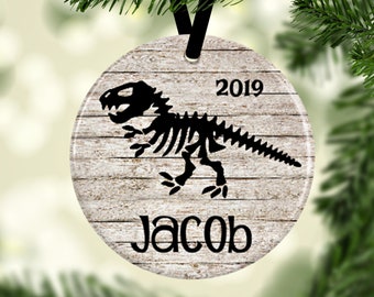 Dinosaur Christmas Ornament, Dinosaur Ornament, Dinosaur Skeleton, Dinosaur Bones, Personalized T-Rex Gift, T-Rex Ornament, Name Ornament