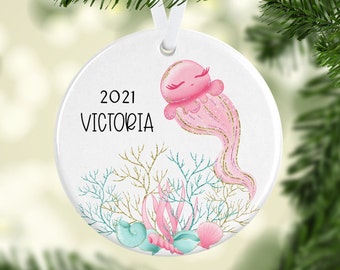 Jellyfish Ornament, Beach Home Decor, Beach Christmas, Christmas Ornament, Personalized Gift, Custom Ornament, Sea Urchin, Nautical Ornament
