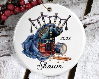 Bagpipe Ornament, Bagpipe Gift, Scottish Christmas Gift, Christmas Ornaments, Musical Instrument Ornament, Personalized Gifts for Bagpiper