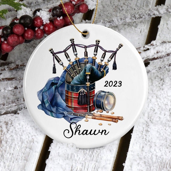 Bagpipe Ornament, Bagpipe Gift, Scottish Christmas Gift, Christmas Ornaments, Musical Instrument Ornament, Personalized Gifts for Bagpiper