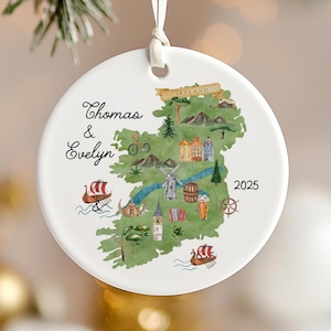 Ornament Ierland, Iers kerstornament, Ierse decoraties, reisornament gepersonaliseerd, Ierse cadeaus, familievakantie 2025, meidenreis