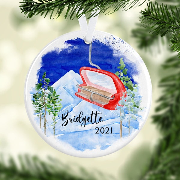 Ski Lift Chair Ski Ornament/ Ski Decor/Ski Gifts/Christmas Tree Ornament/Personalized Gift/Custom Ornament/Christmas Decor/Ski Art Ornament