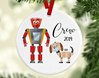 Cute Robot Ornament/Christmas Robot Ornament/Kids Gift/Robot Decor for Christmas/Robot Gift for Kids/Personalized Ornament/Boy Robot and Dog